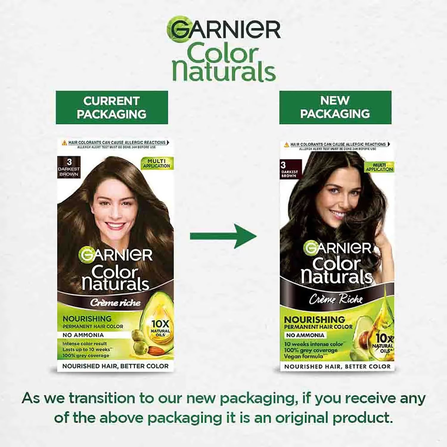 Garnier Color Naturals Creme Hair Color - Shade 3 Darkest Brown (70ml + 60g)