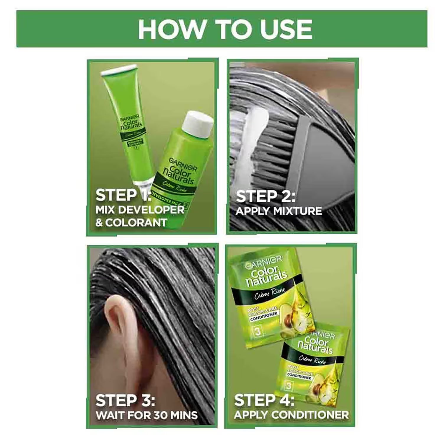 Garnier Color Naturals Creme Hair Color - Shade 3 Darkest Brown (70ml + 60g)