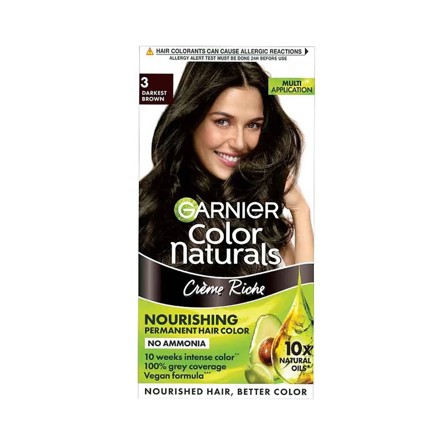 Garnier Color Naturals Creme Hair Color - Shade 3 Darkest Brown (70ml + 60g)