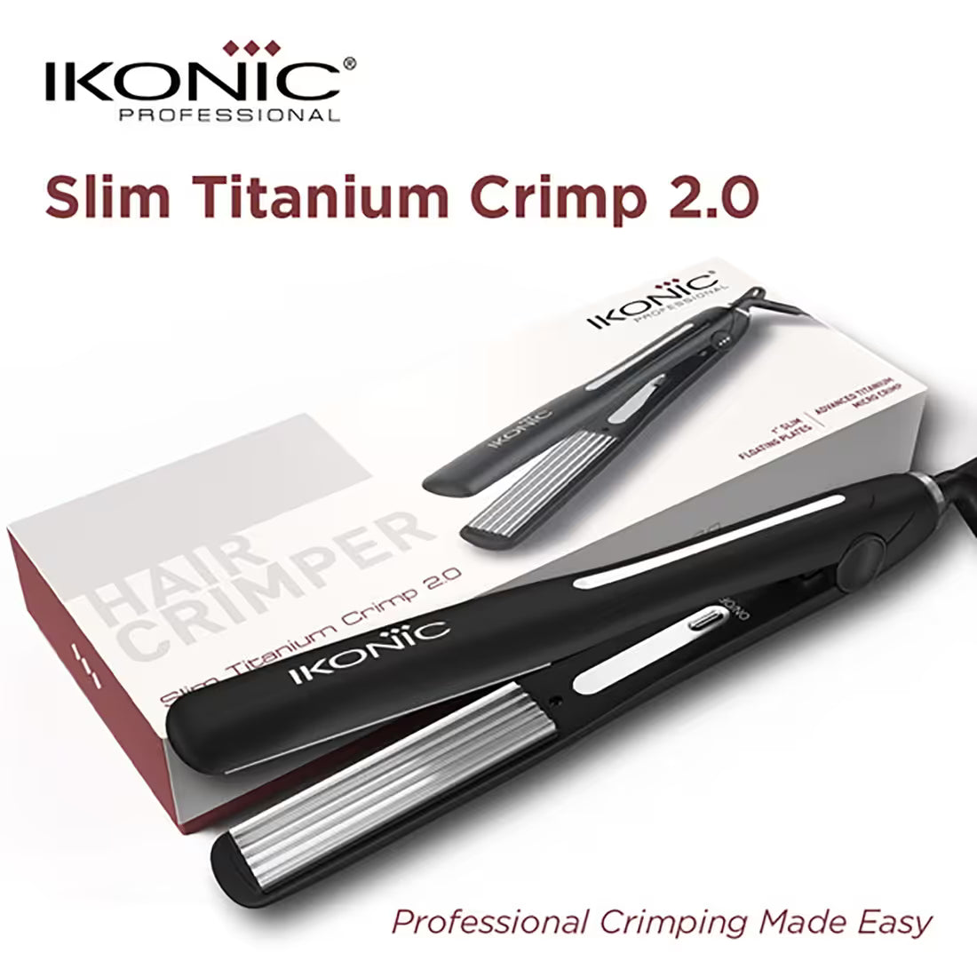 Ikonic Professional Slim Titanium Crimper 2.0 - Black