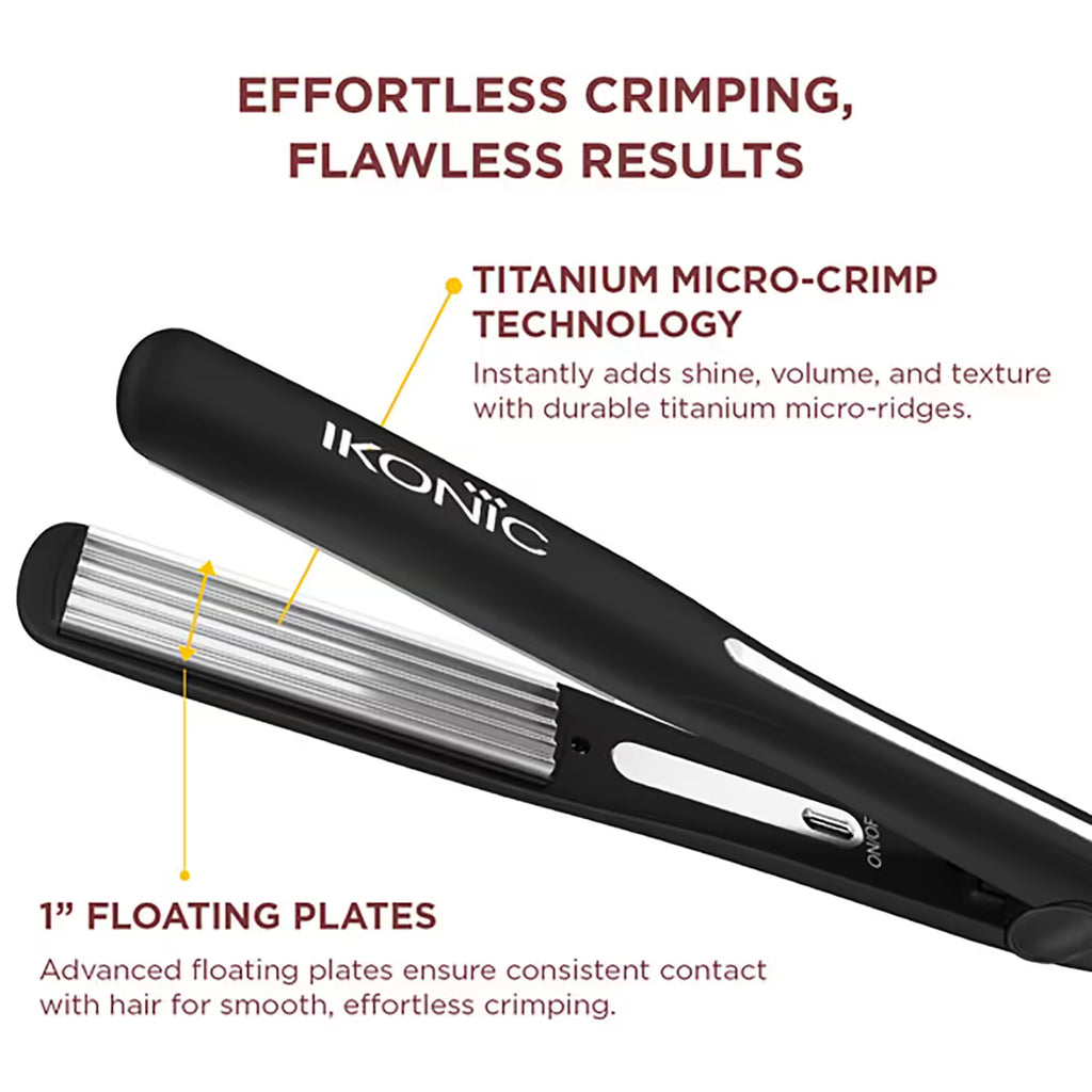 Ikonic Professional Slim Titanium Crimper 2.0 - Black