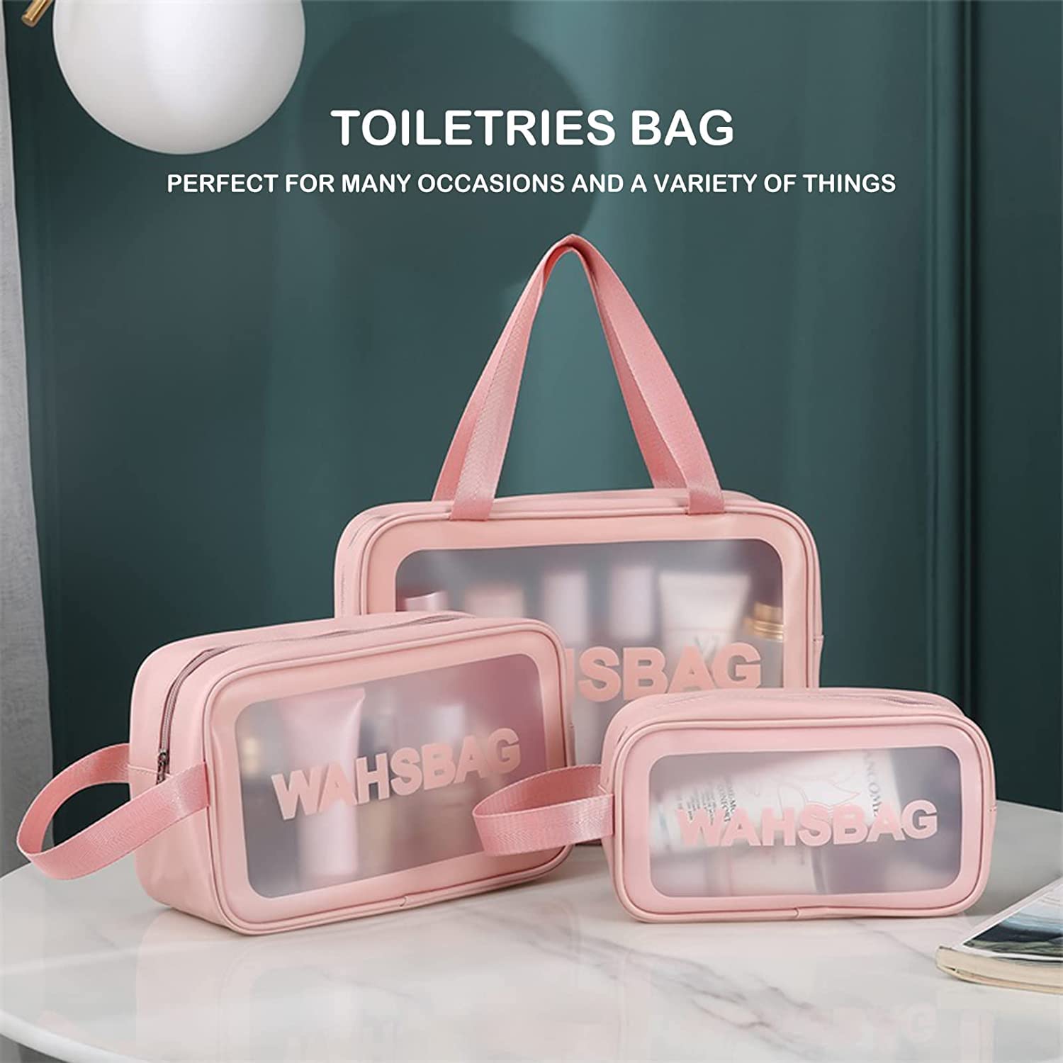 Professional Makeup Pouch Travel Toiletries Organizer Cosmetic Bags Portable - Set Of 3