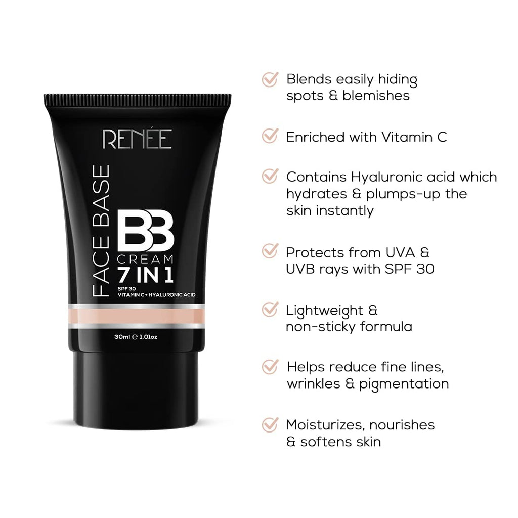RENEE 7-In-1 Face Base BB Cream SPF 30 - B02 Peanut (30ml)