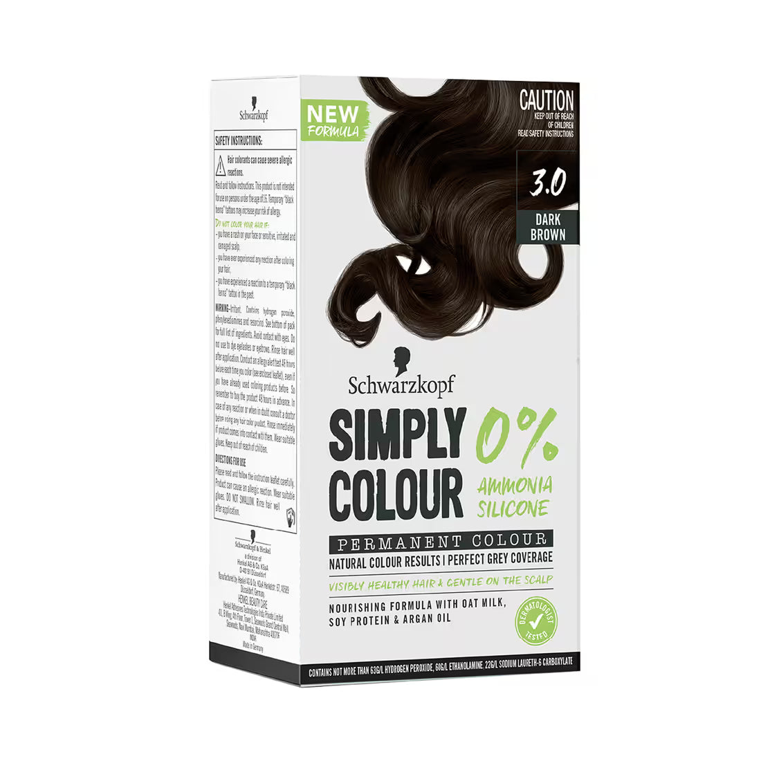 Schwarzkopf Simply Colour Permanent Hair Colour For 100% Grey Coverage - 3.00 Dark Brown (142.5 ml)