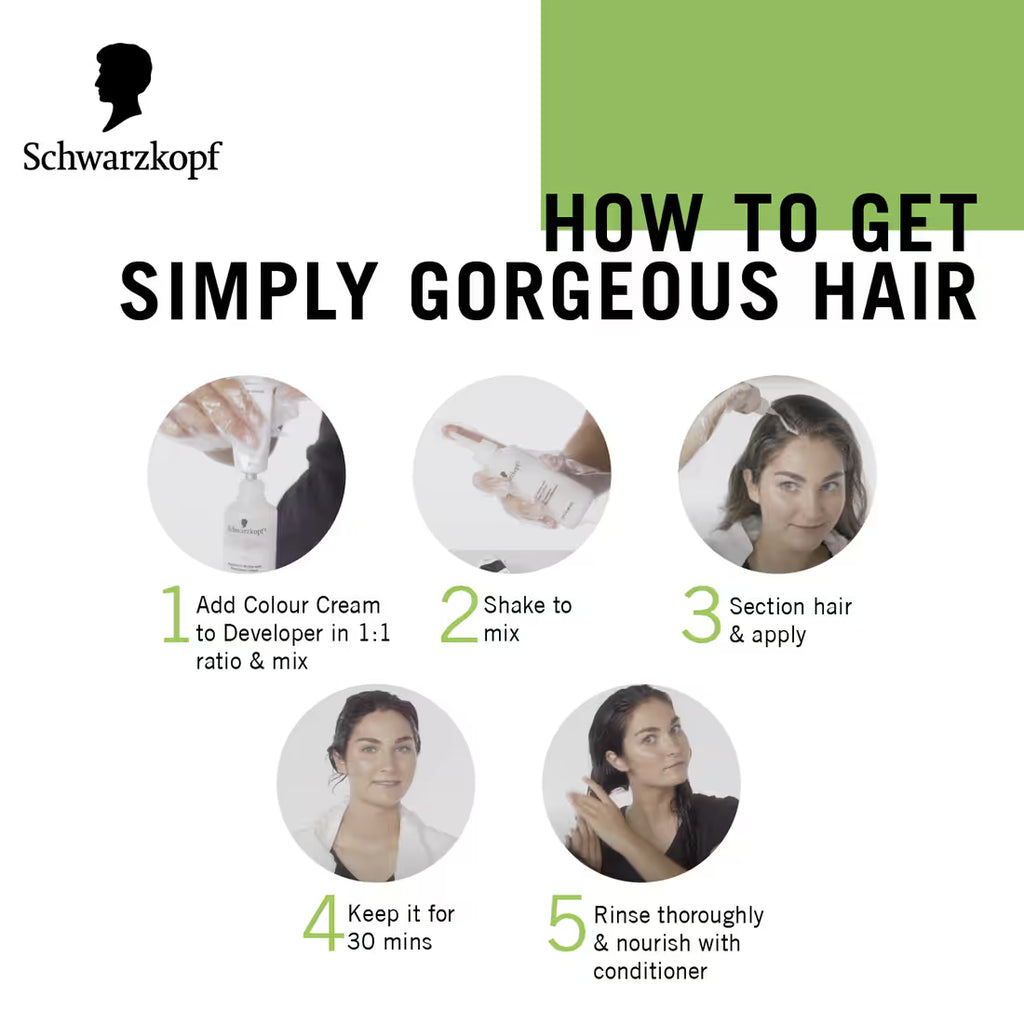 Schwarzkopf Simply Colour Permanent Hair Colour For 100% Grey Coverage - 3.00 Dark Brown (142.5 ml)
