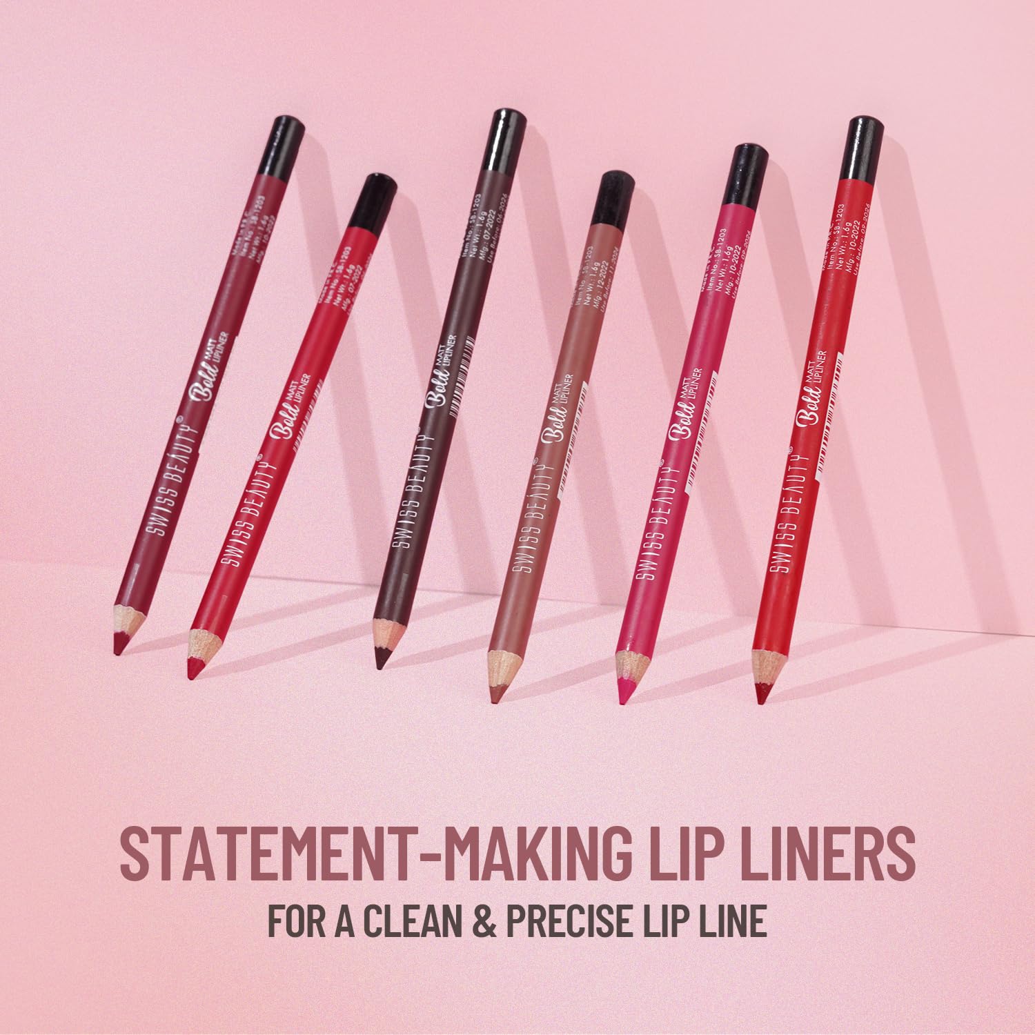 Swiss Beauty Bold Matt Lip Liner - Multi-Color (12Pcs)
